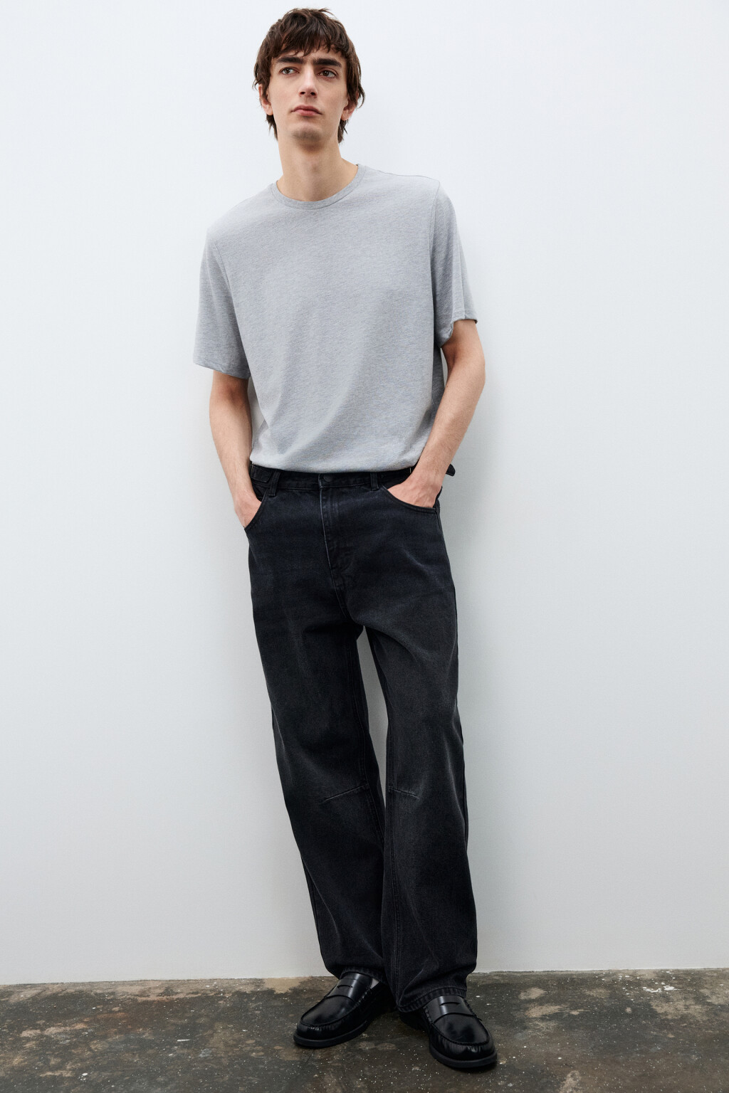 Джинсы прямые со вшитым ремешком - цвет черный - 1