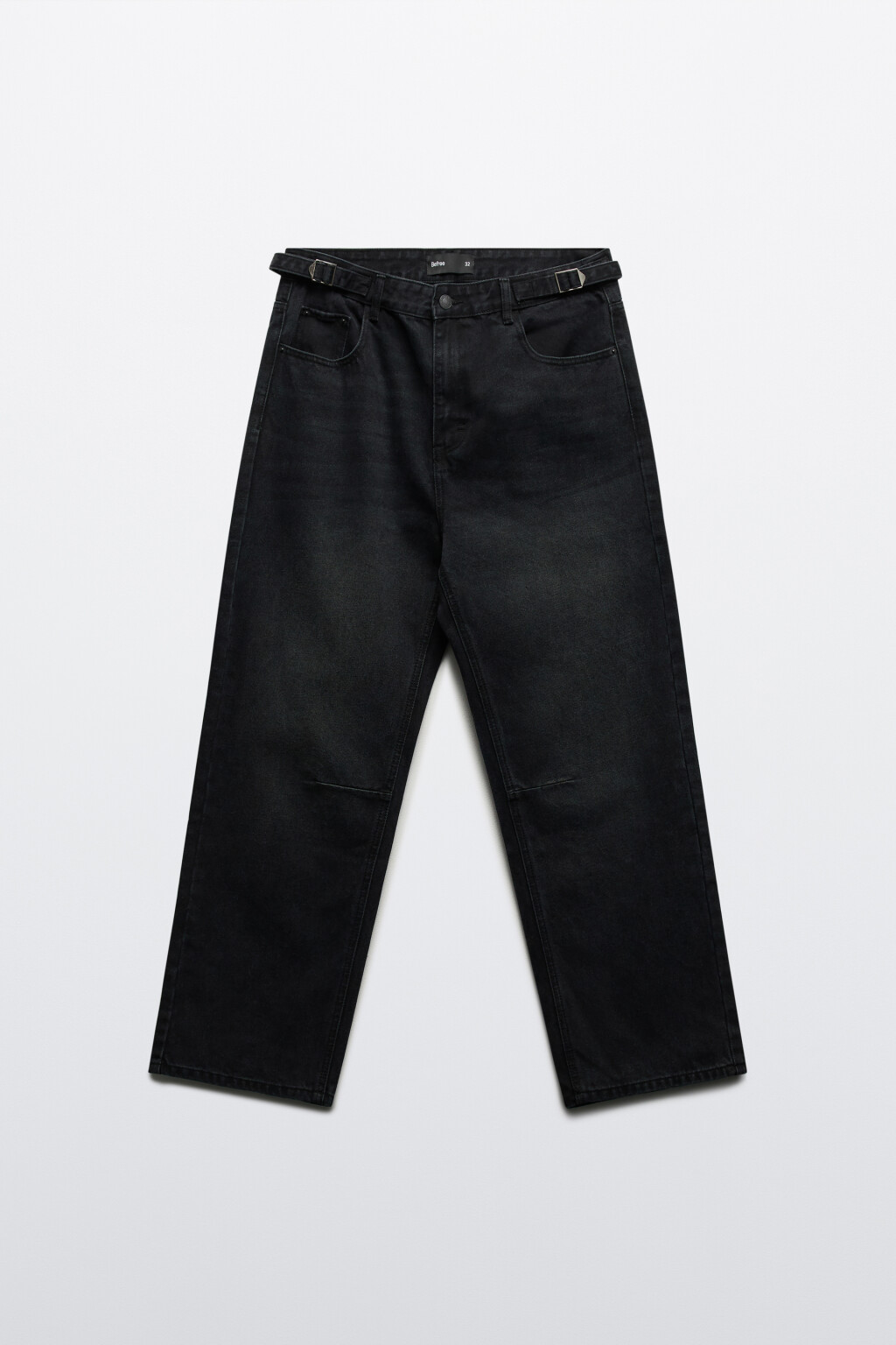 Джинсы прямые со вшитым ремешком - цвет черный - 7