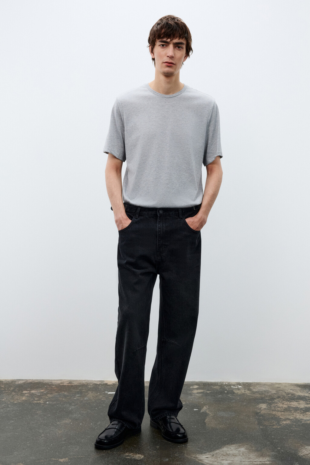 Джинсы прямые со вшитым ремешком - цвет черный - 4