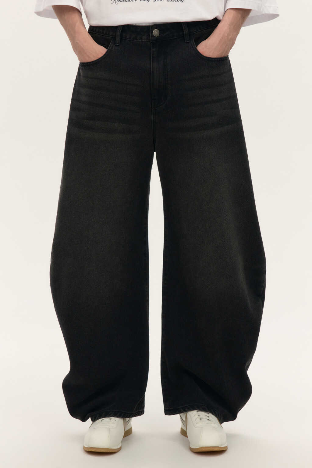 Джинсы широкие в форме подковы - цвет черный - 2