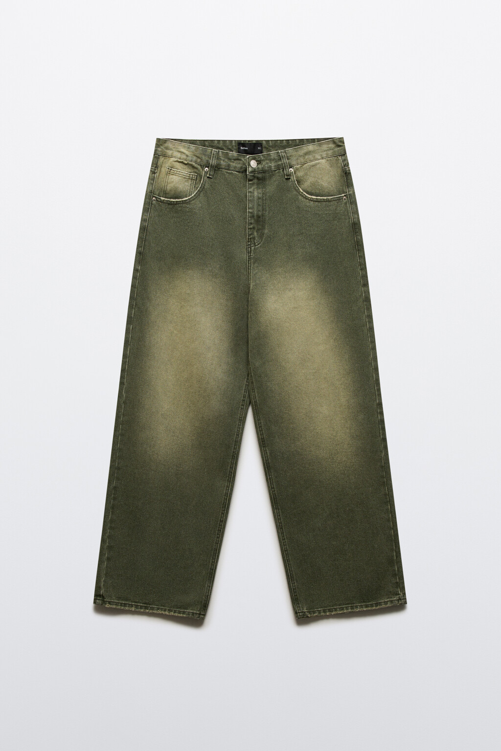 Джинсы широкие с вареным эффектом - цвет зеленый - 8