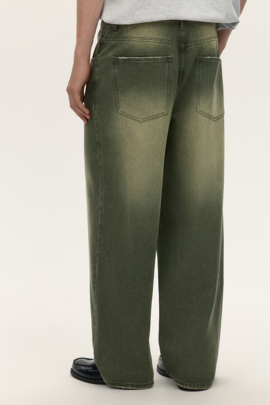 Джинсы широкие с вареным эффектом - цвет зеленый - 4