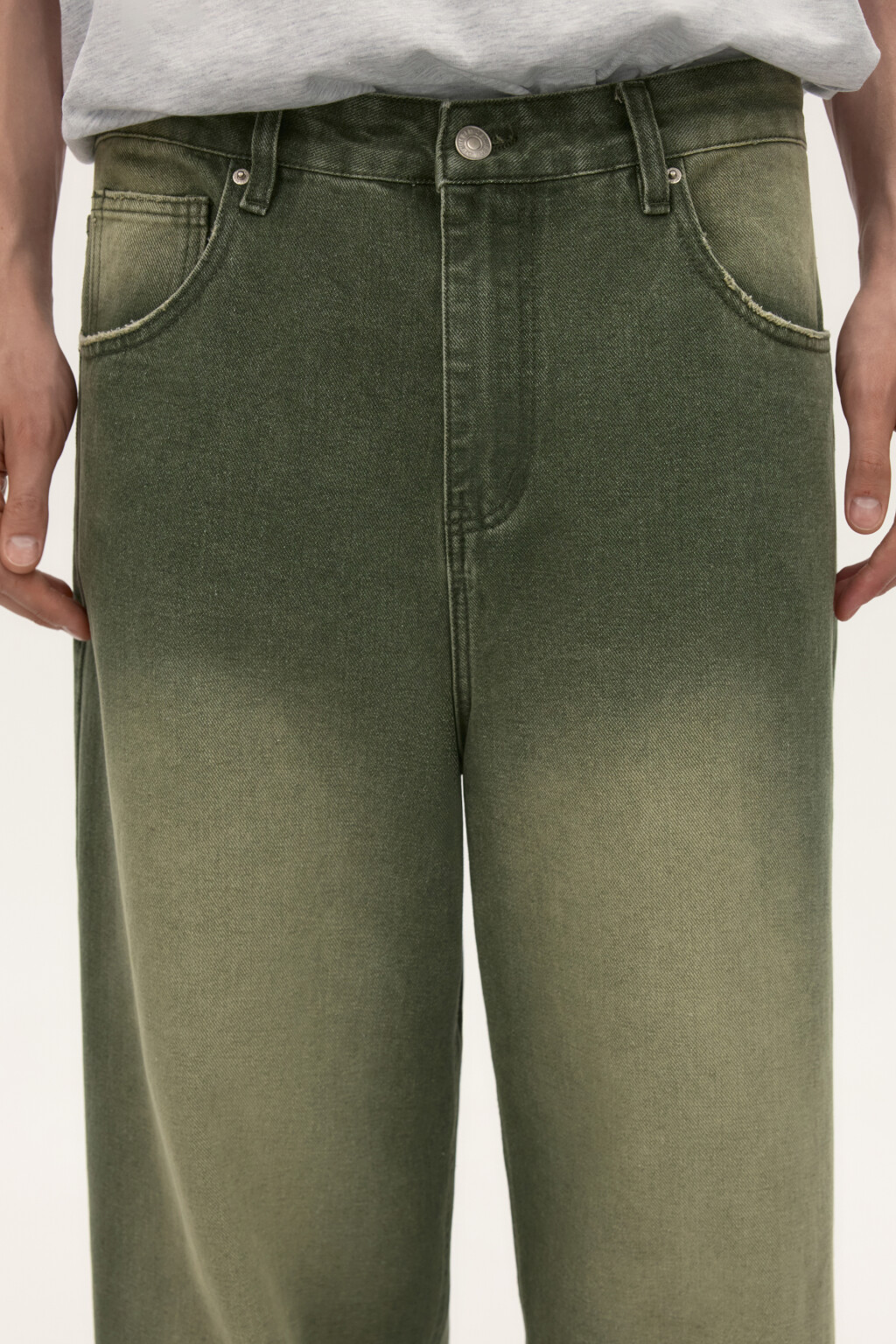 Джинсы широкие с вареным эффектом - цвет зеленый - 6