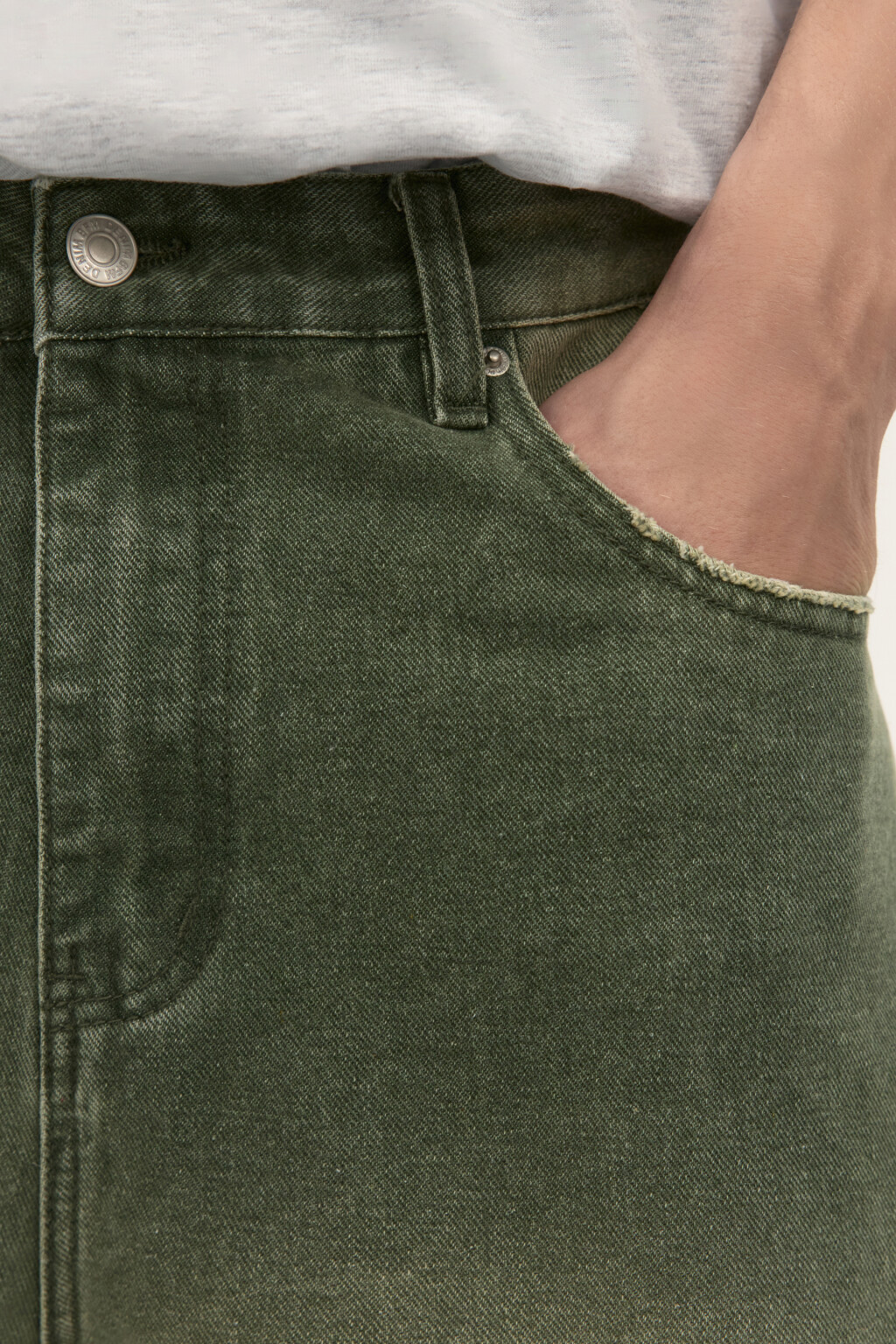 Джинсы широкие с вареным эффектом - цвет зеленый - 7