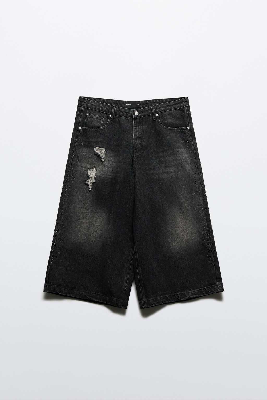 Джортсы рваные со стразами - цвет серый - 7