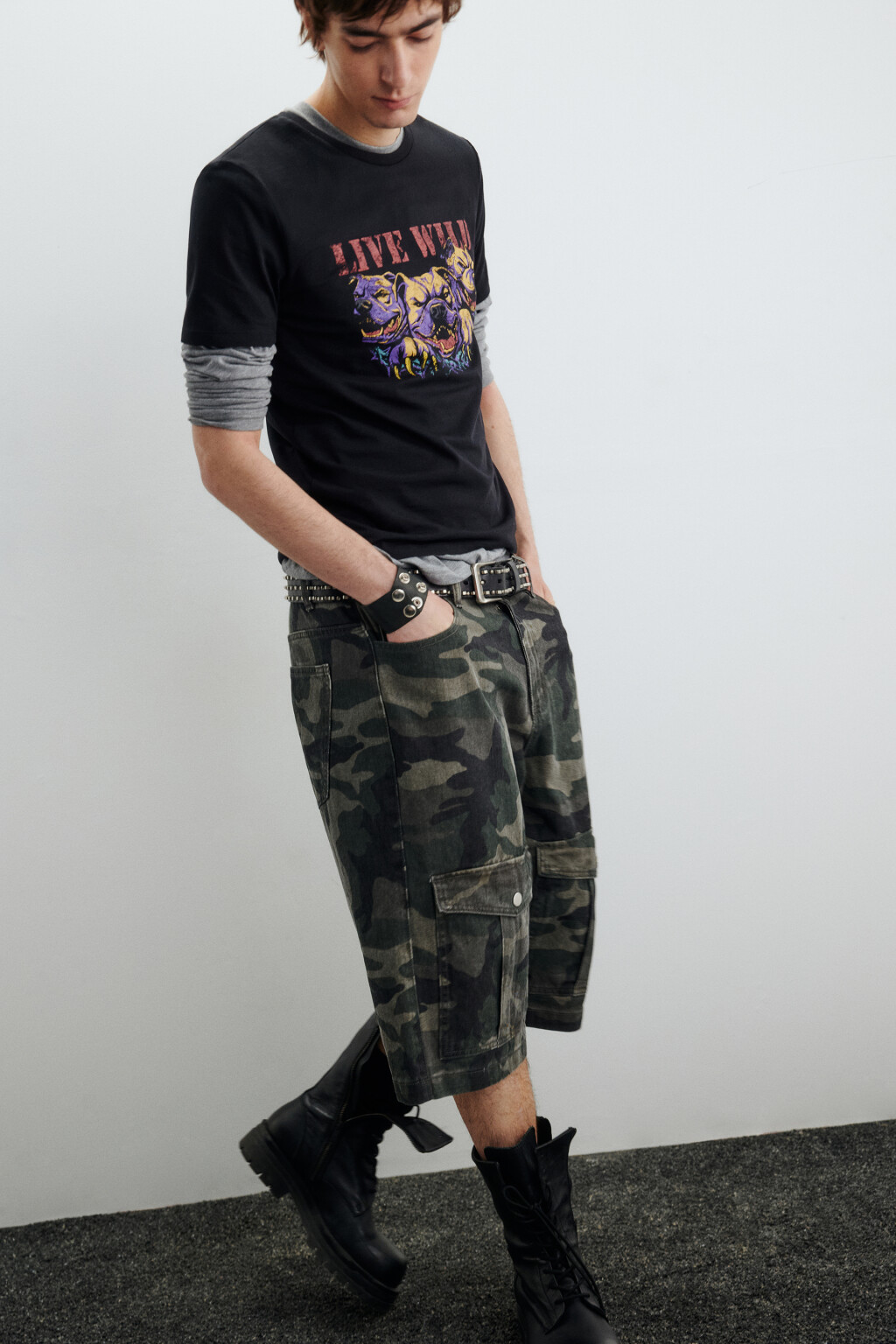 Джортсы с принтом в армейском стиле - цвет зеленый - 1