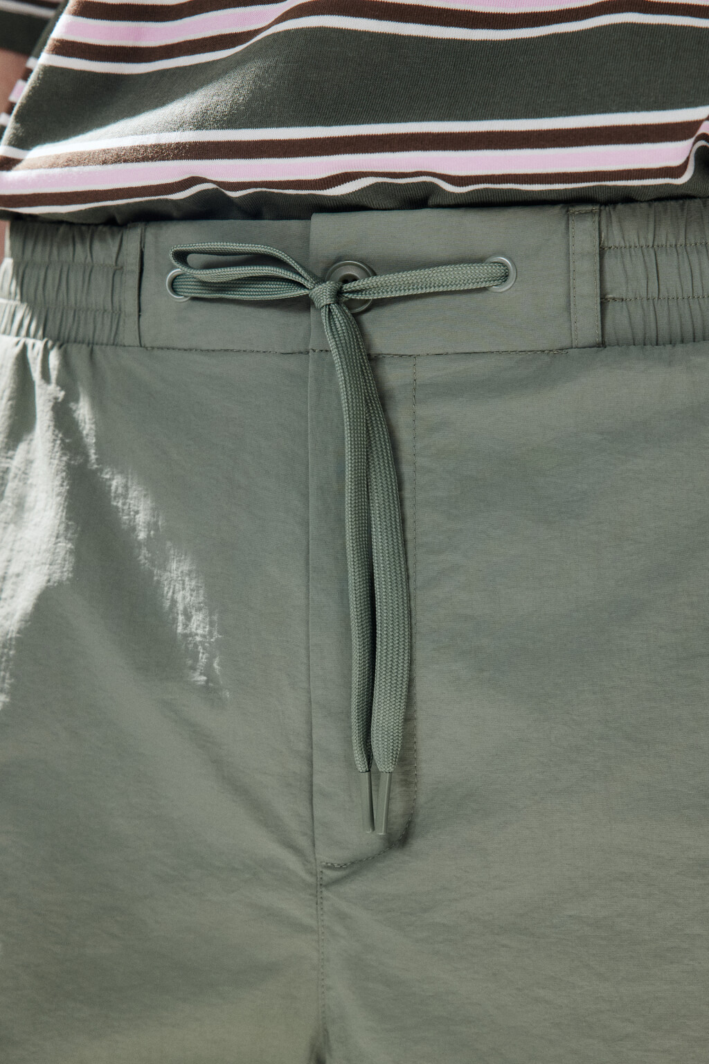 Шорты с поясом на завязках - цвет зеленый - 5