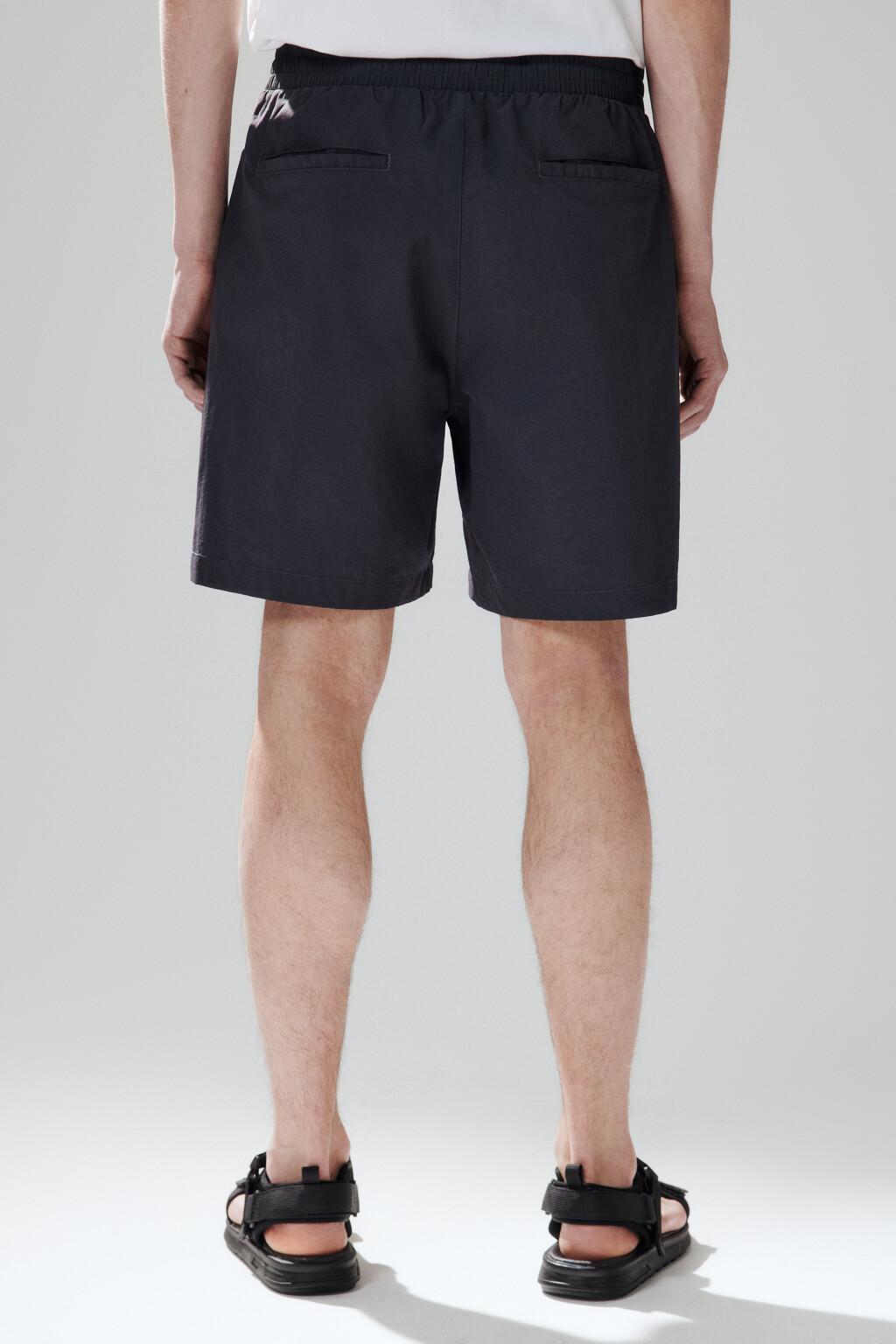Шорты с поясом на завязках - цвет черный - 3