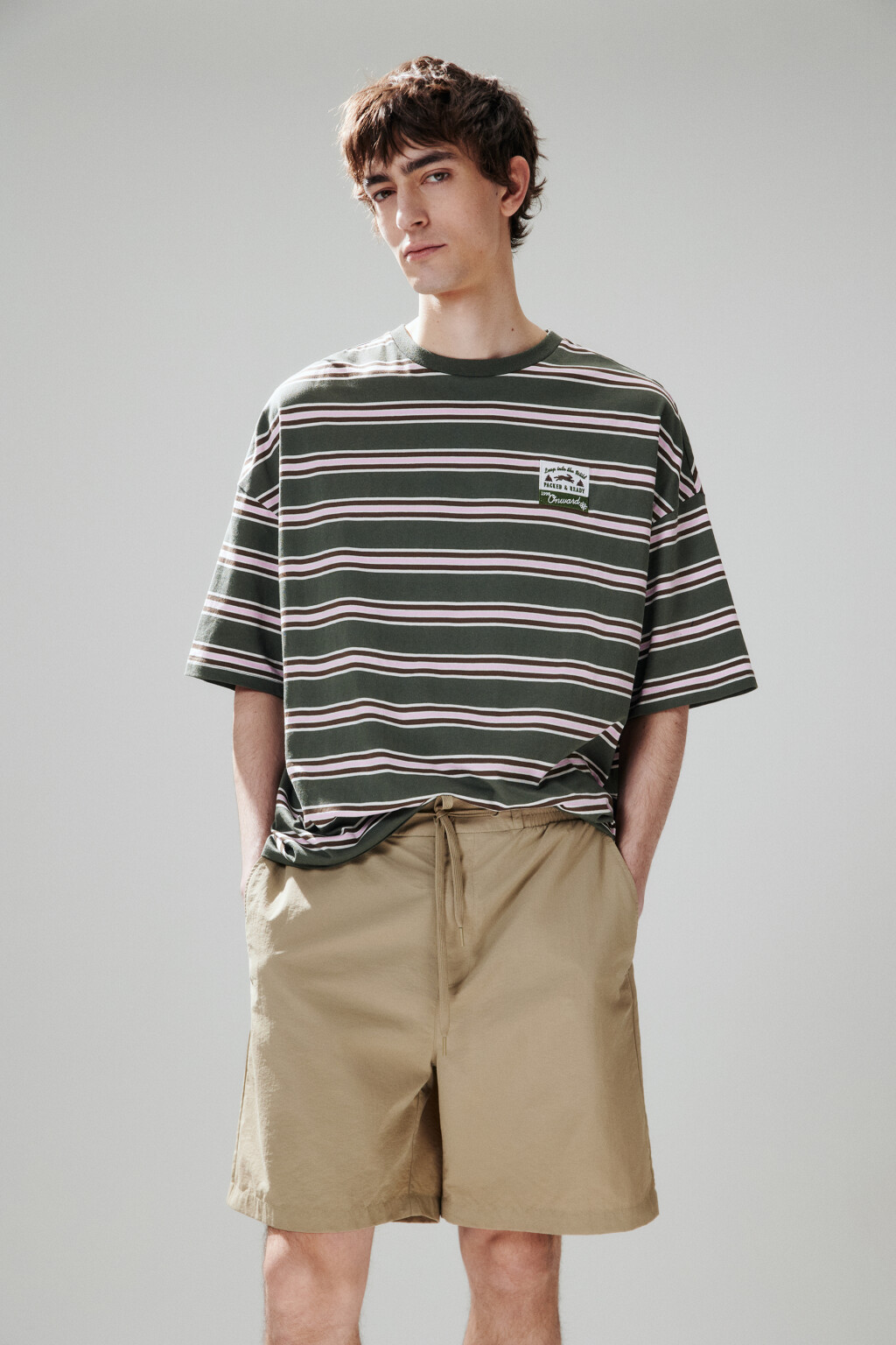 Шорты с поясом на завязках - цвет бежевый - 1