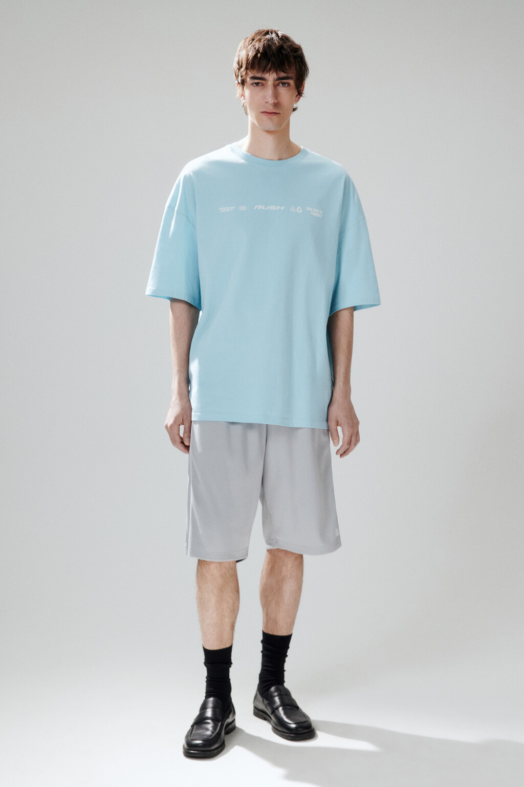 Шорты спортивные из сетки с лампасами - цвет серый - 4