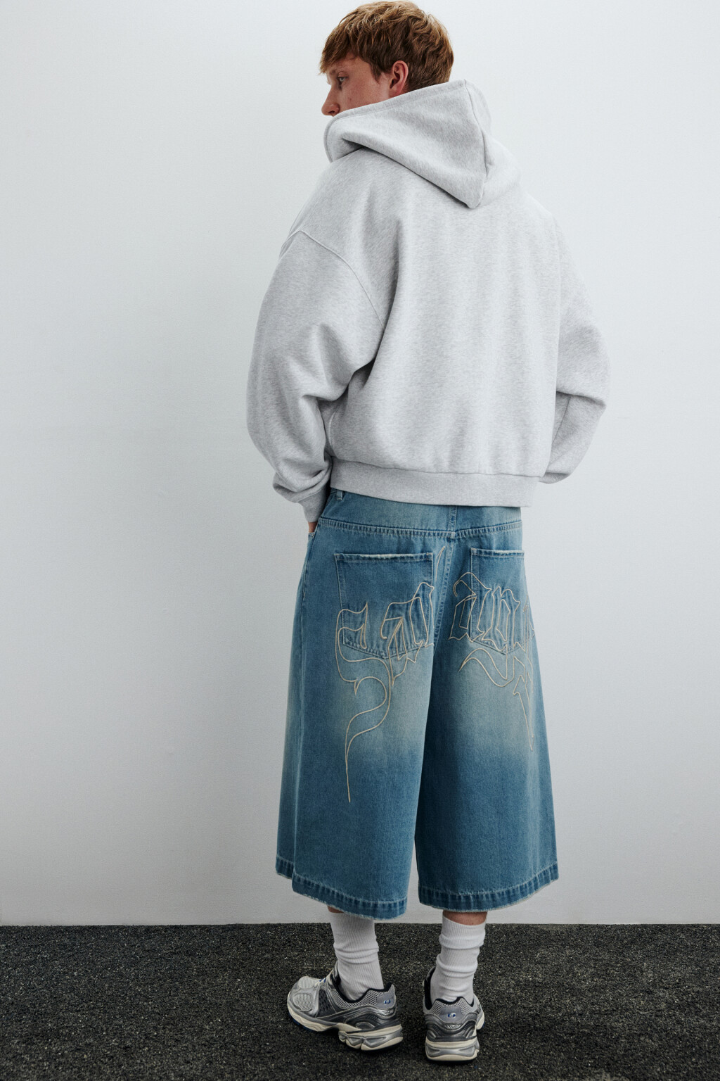 Джортсы широкие с вышивкой - цвет голубой - 1