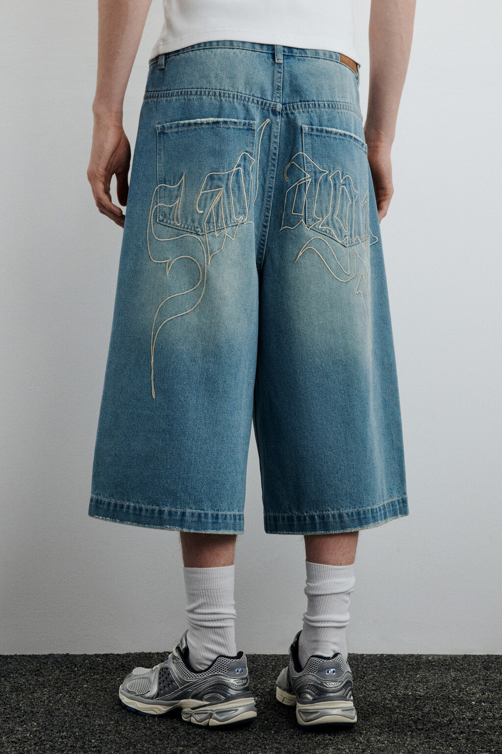 Джортсы широкие с вышивкой - цвет голубой - 3