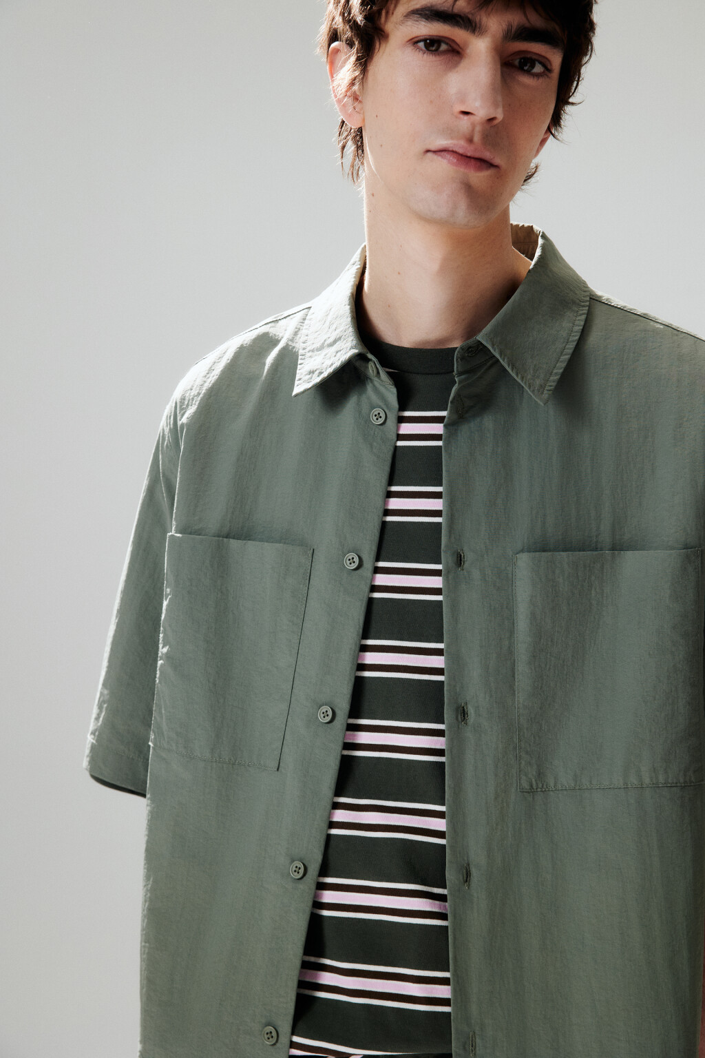 Рубашка с нагрудными карманами - цвет зеленый - 1