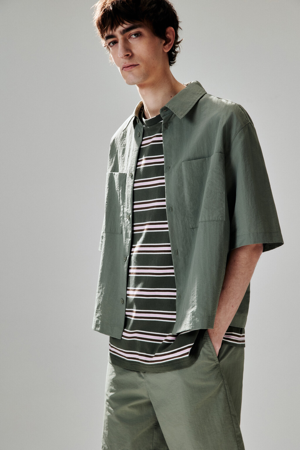 Рубашка с нагрудными карманами - цвет зеленый - 2