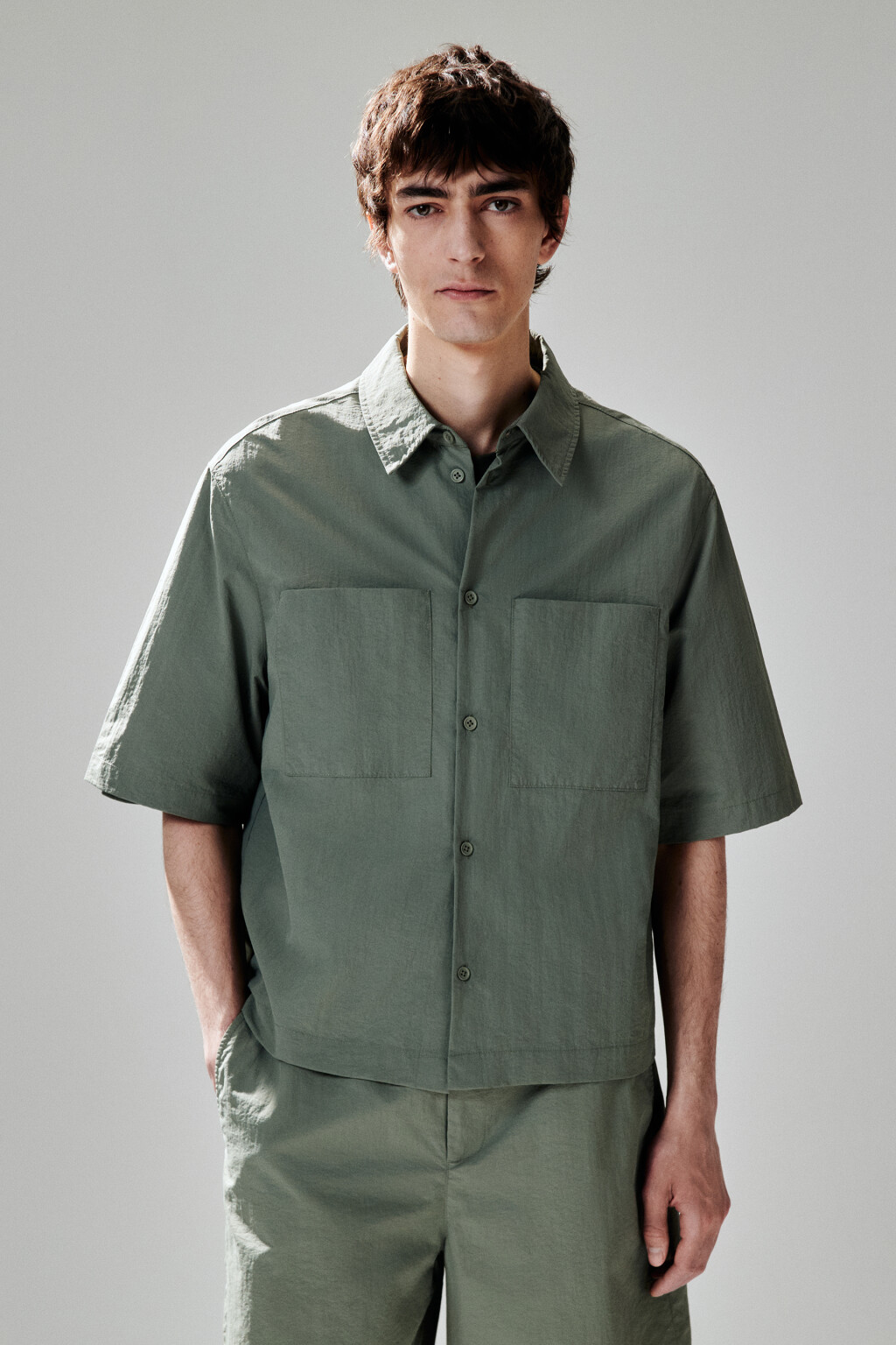 Рубашка с нагрудными карманами - цвет зеленый - 3