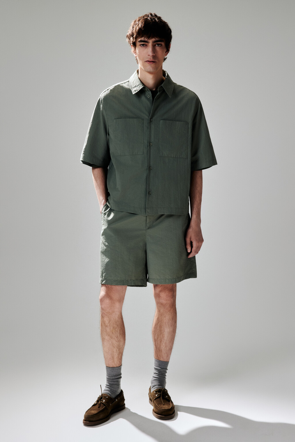 Рубашка с нагрудными карманами - цвет зеленый - 5