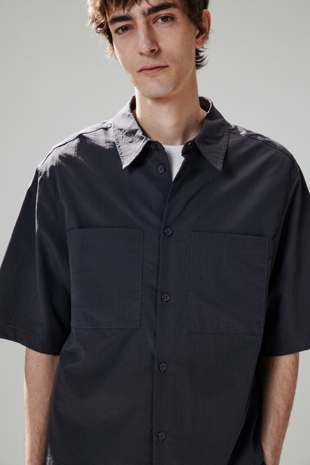 Рубашка с нагрудными карманами - цвет черный - 1