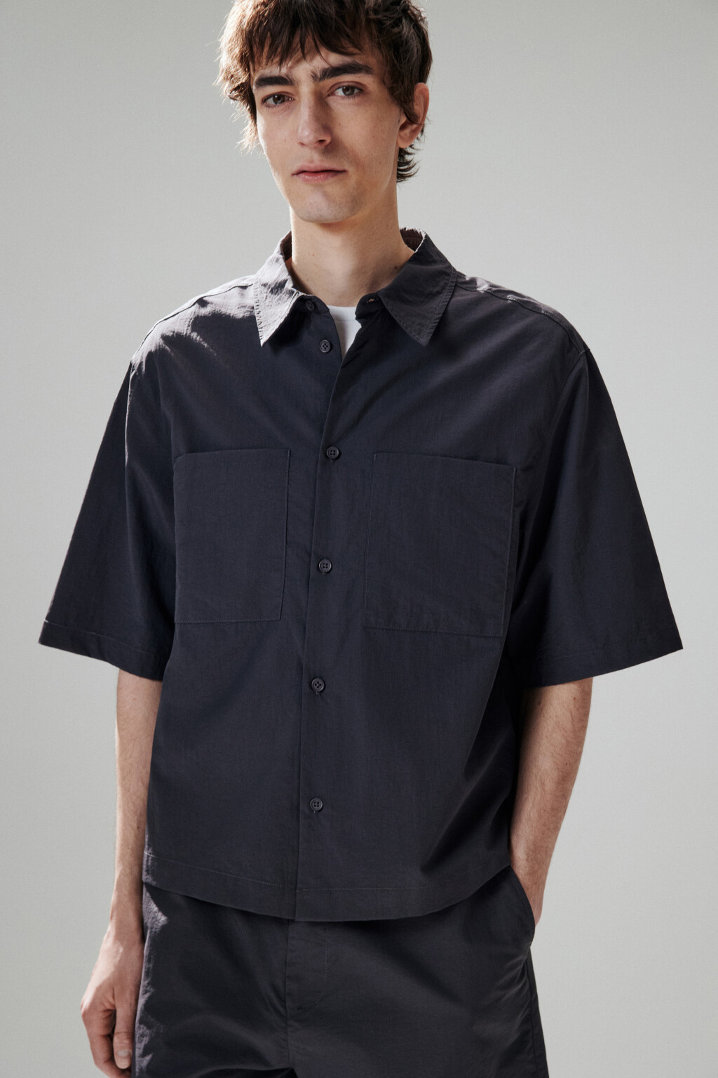 Рубашка с нагрудными карманами - цвет черный - 2