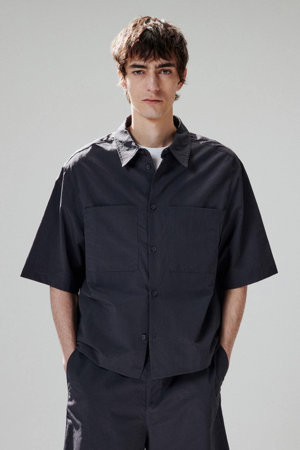 Рубашка с нагрудными карманами - цвет черный - 3