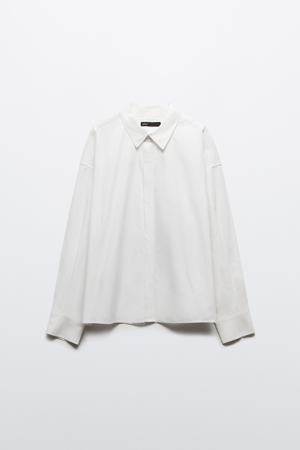 Рубашка-овершот из хлопка - цвет белый - 8