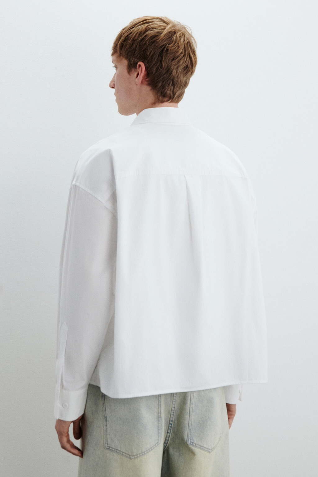 Рубашка-овершот из хлопка - цвет белый - 4