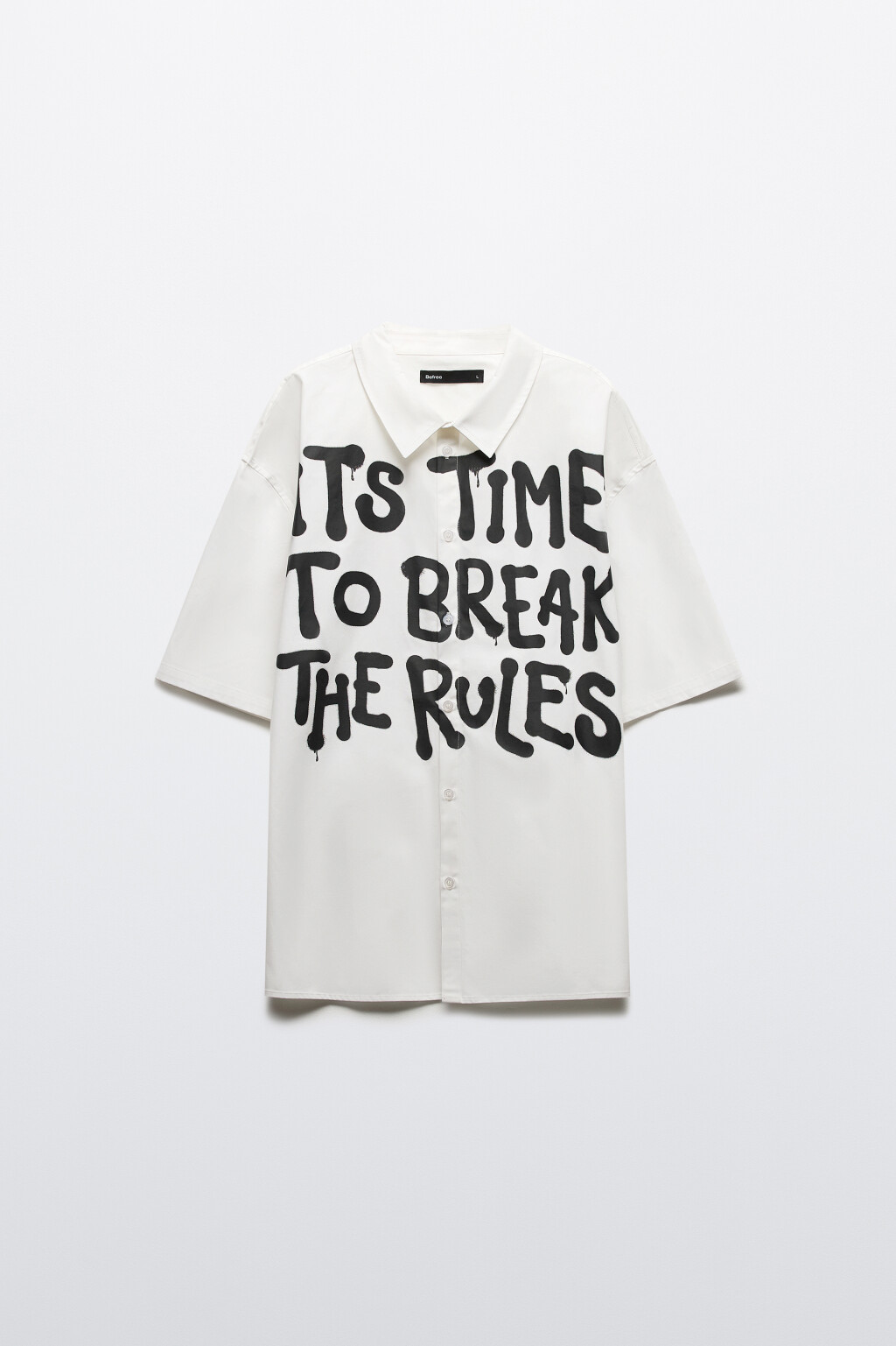 Рубашка хлопковая с принтом-надписью - цвет белый - 7