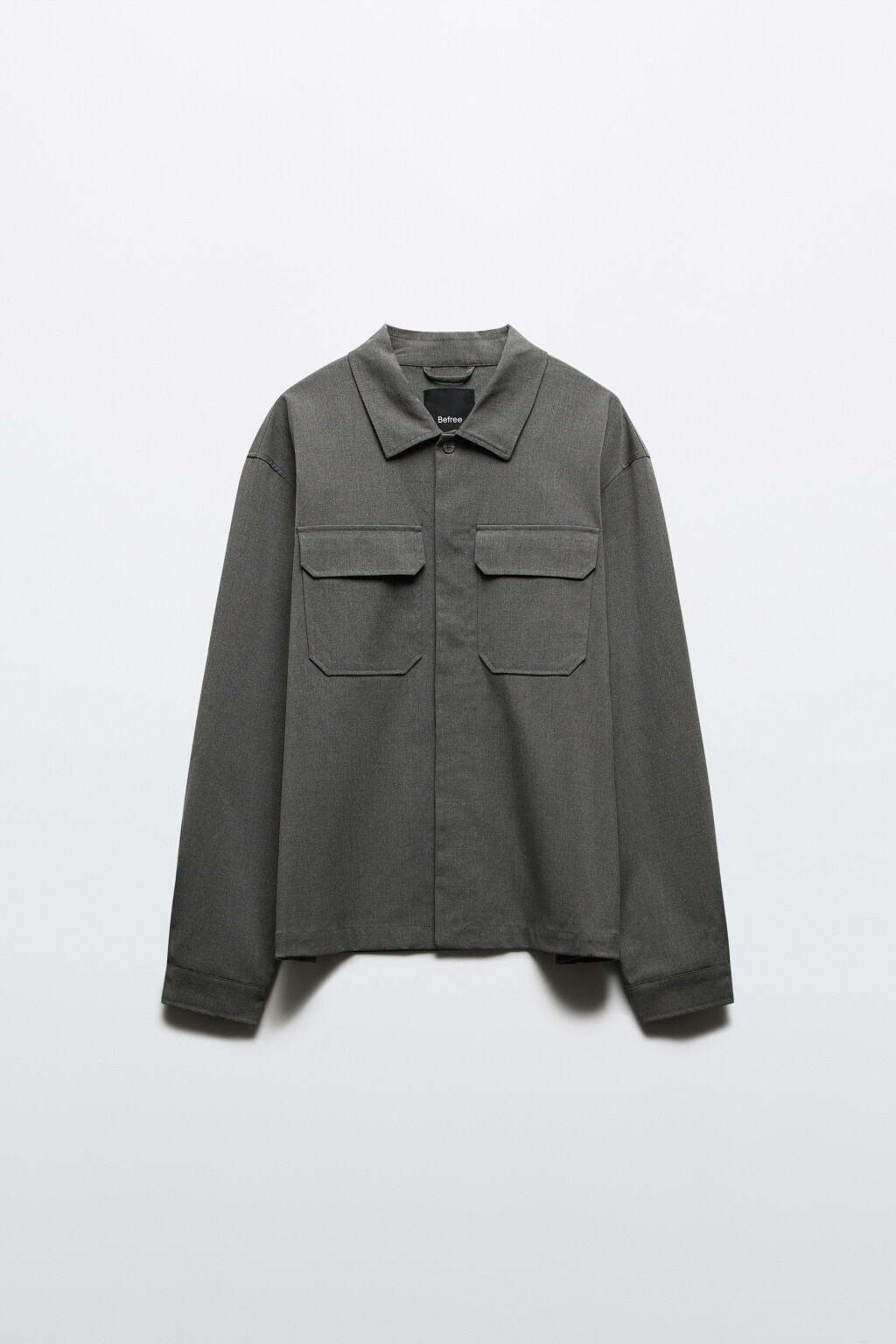 Рубашка-овершот с накладными карманами - цвет серый - 7