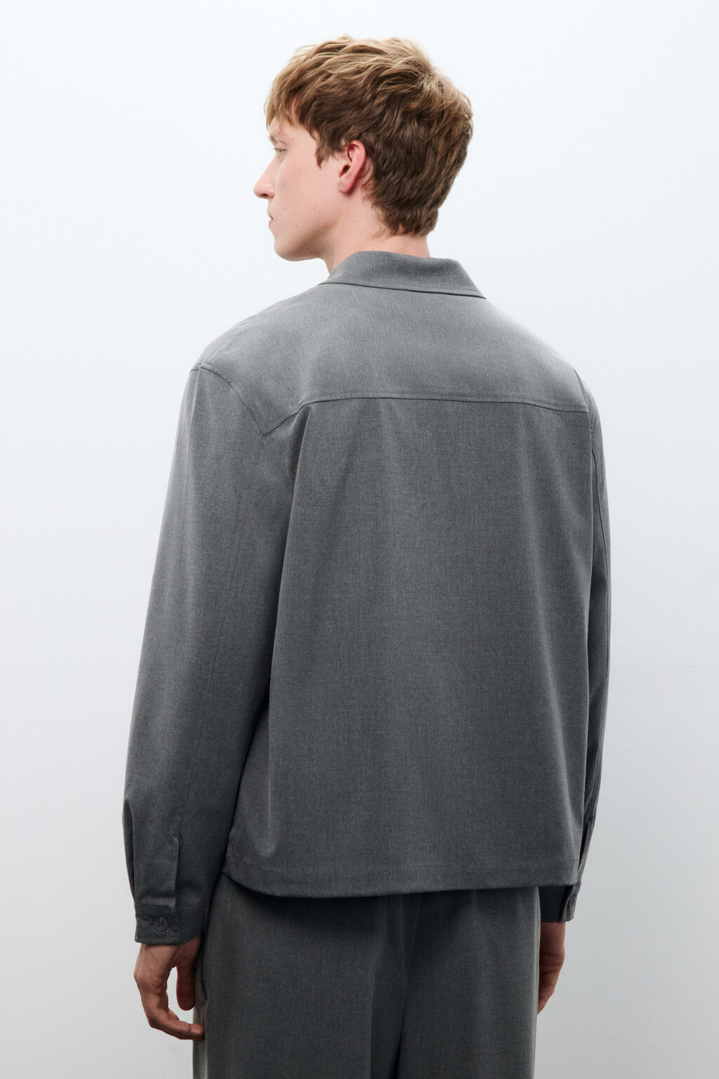 Рубашка-овершот с накладными карманами - цвет серый - 3