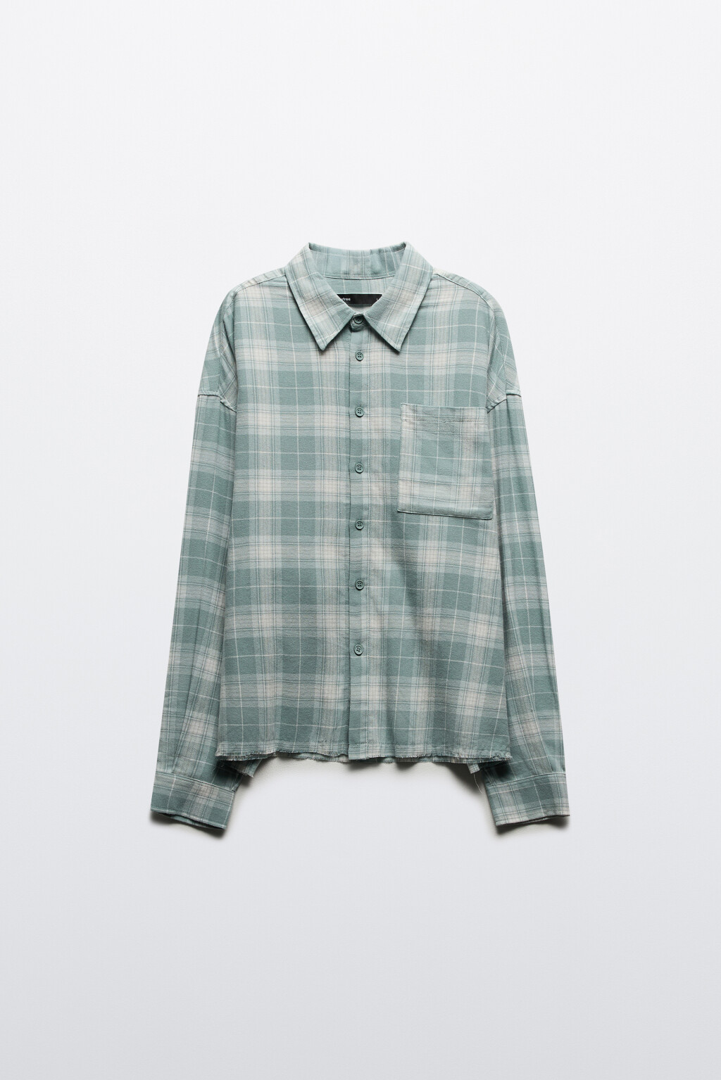 Рубашка в клетку с карманом - цвет мятный - 8