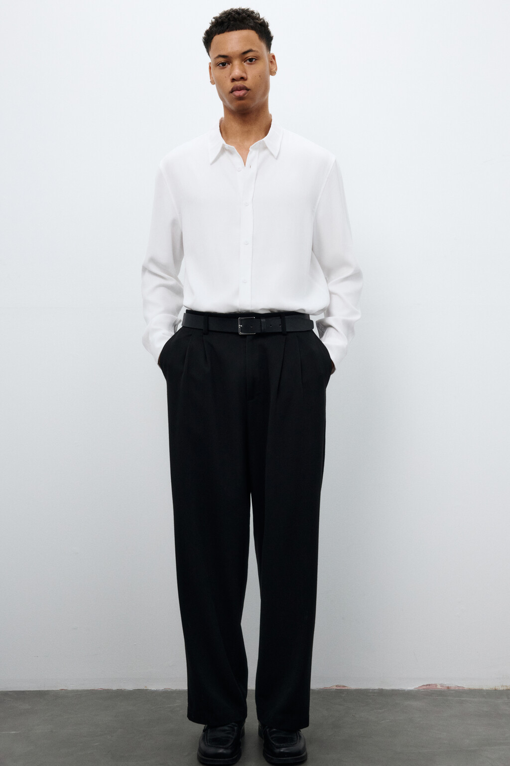 Рубашка классическая из вискозы - цвет белый - 2