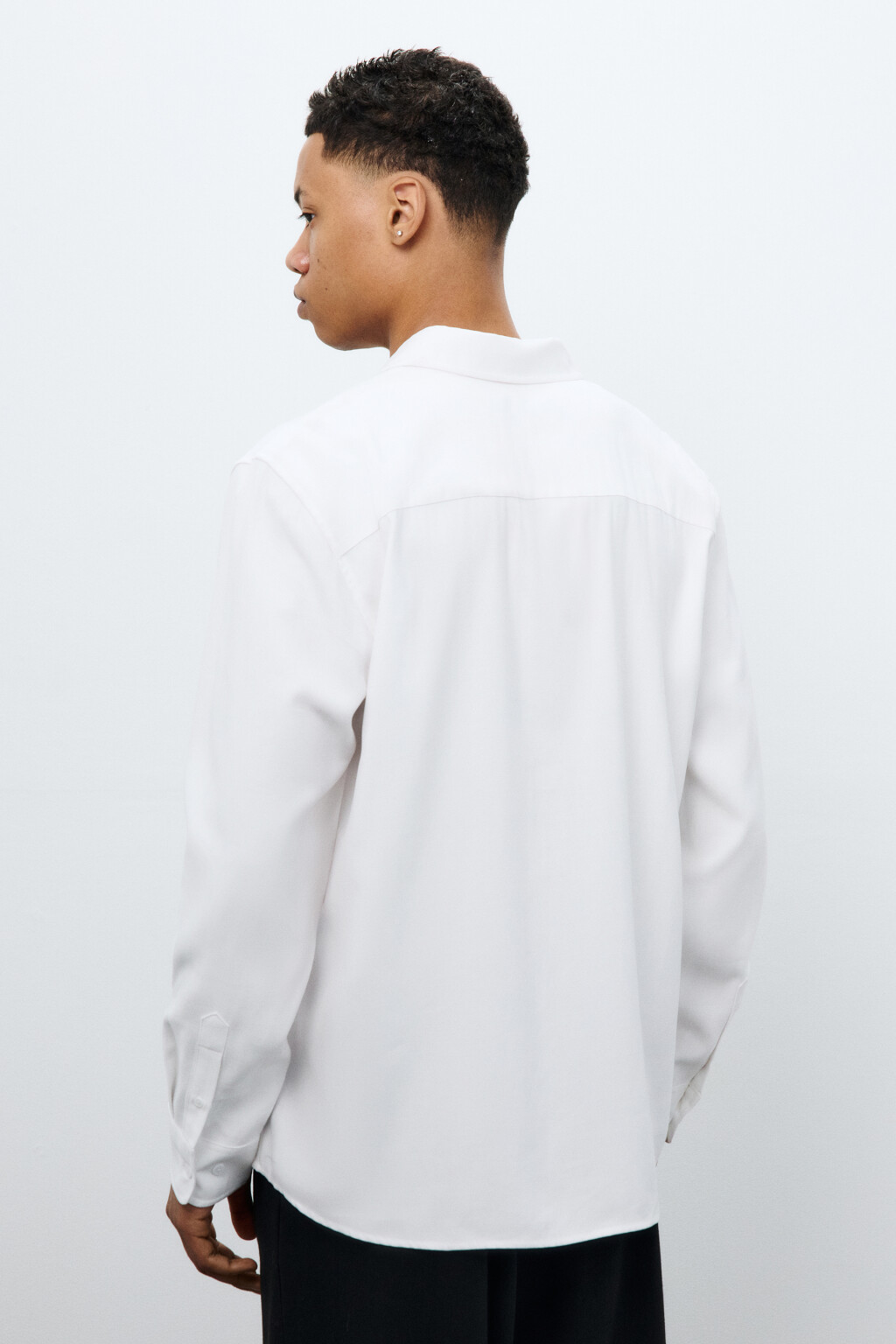Рубашка классическая из вискозы - цвет белый - 4