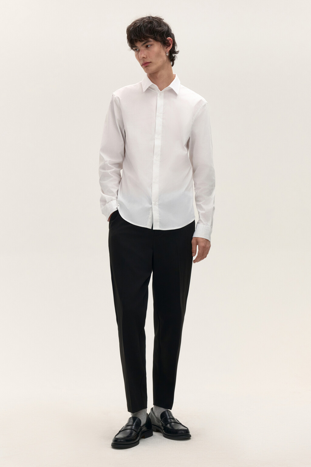 Рубашка классическая прямая - цвет белый - 5