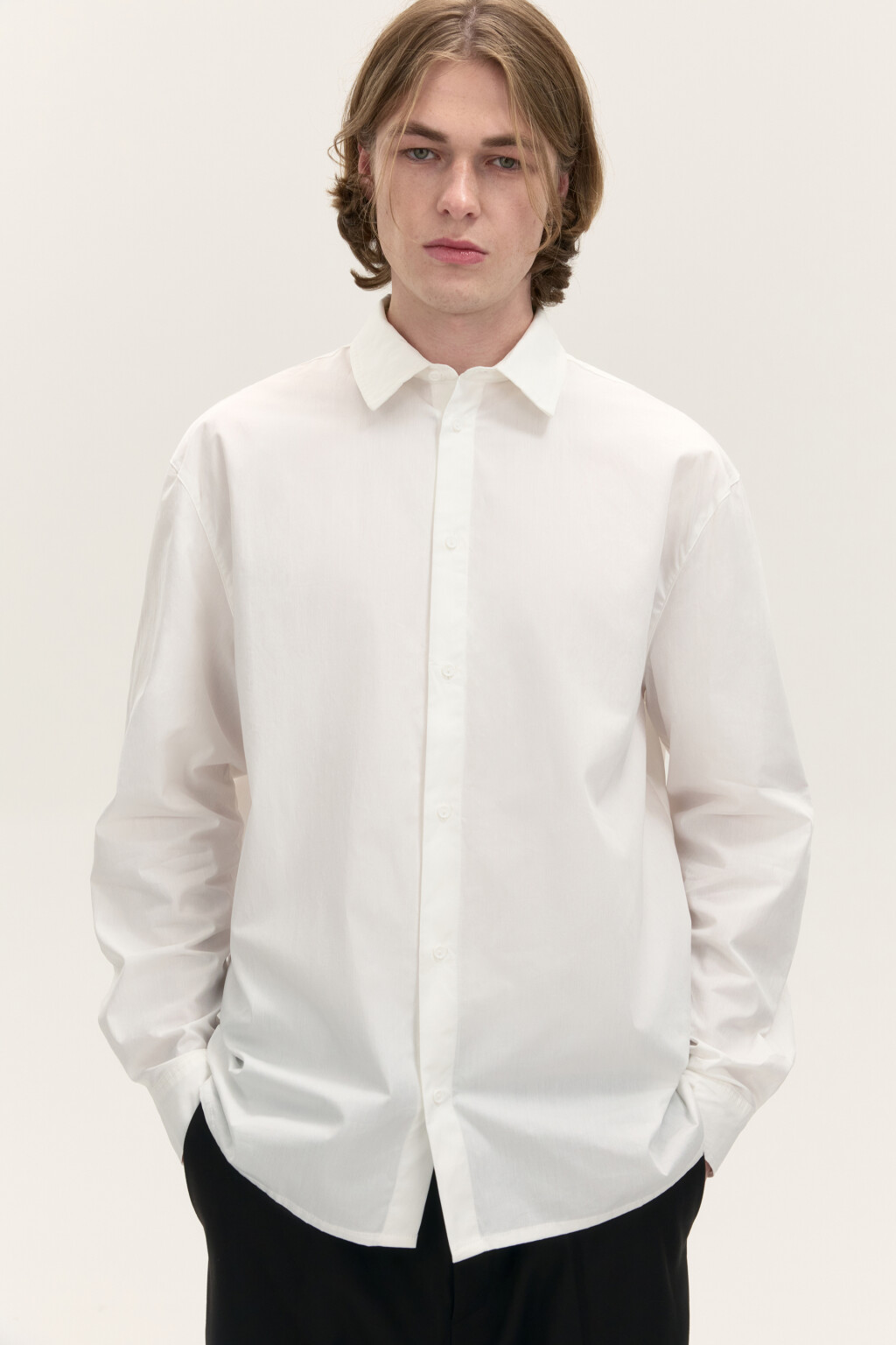 Рубашка классическая прямая - цвет белый - 1
