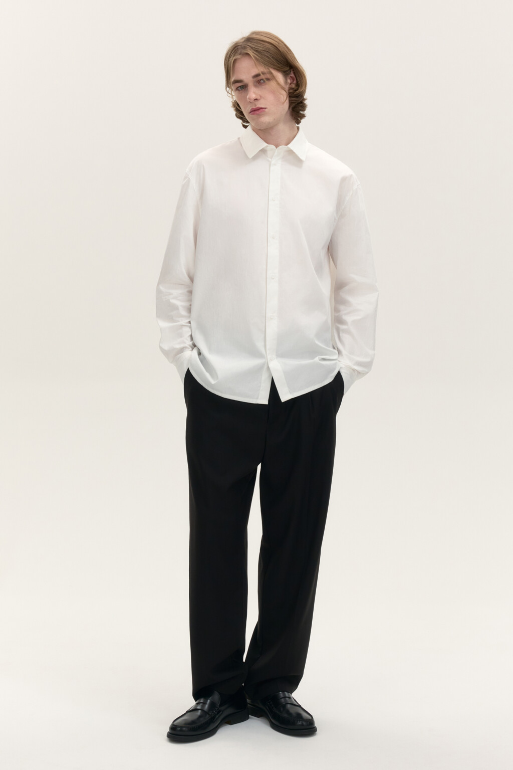 Рубашка классическая прямая - цвет белый - 4