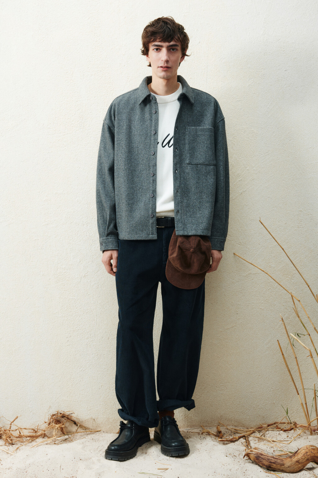 Рубашка-овершот с карманом - цвет серый - 4