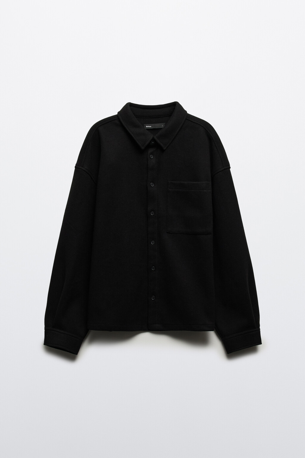 Рубашка-овершот с карманом - цвет черный - 7
