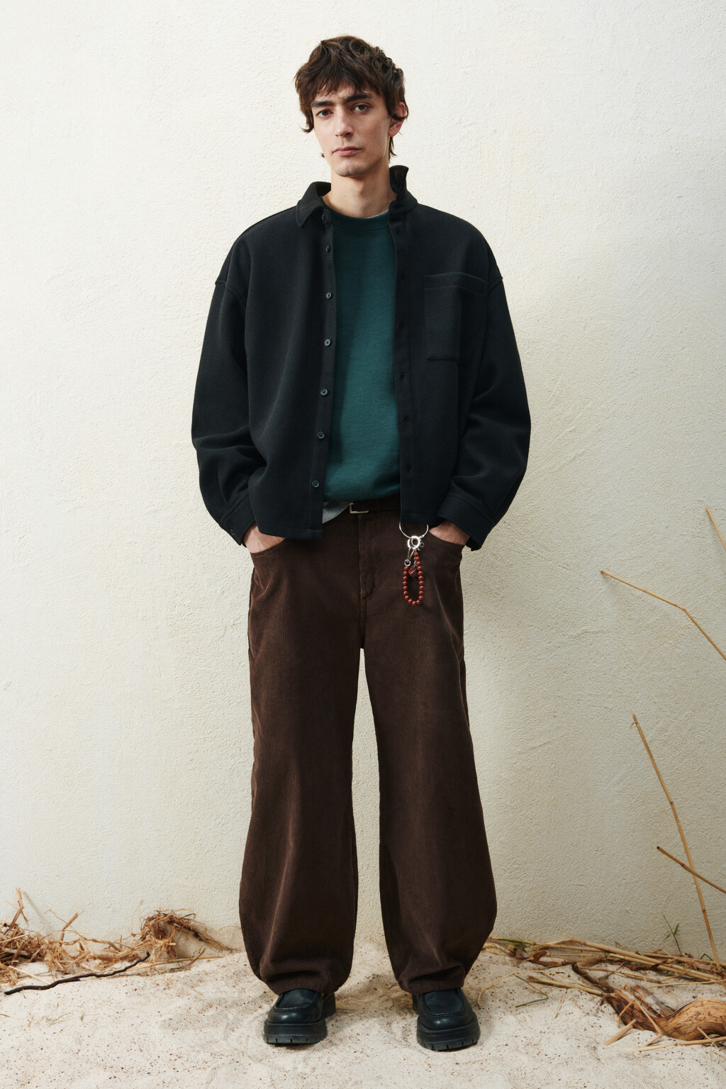 Рубашка-овершот с карманом - цвет черный - 4