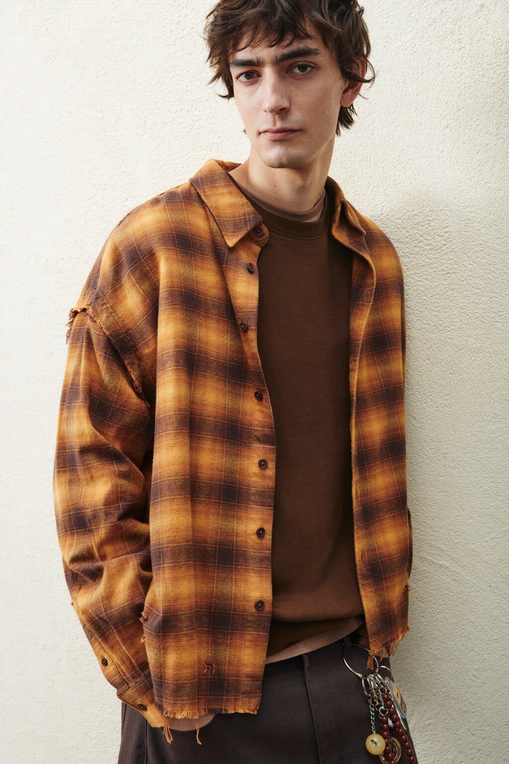 Рубашка в клетку с открытыми срезами - цвет мультиколор - 1