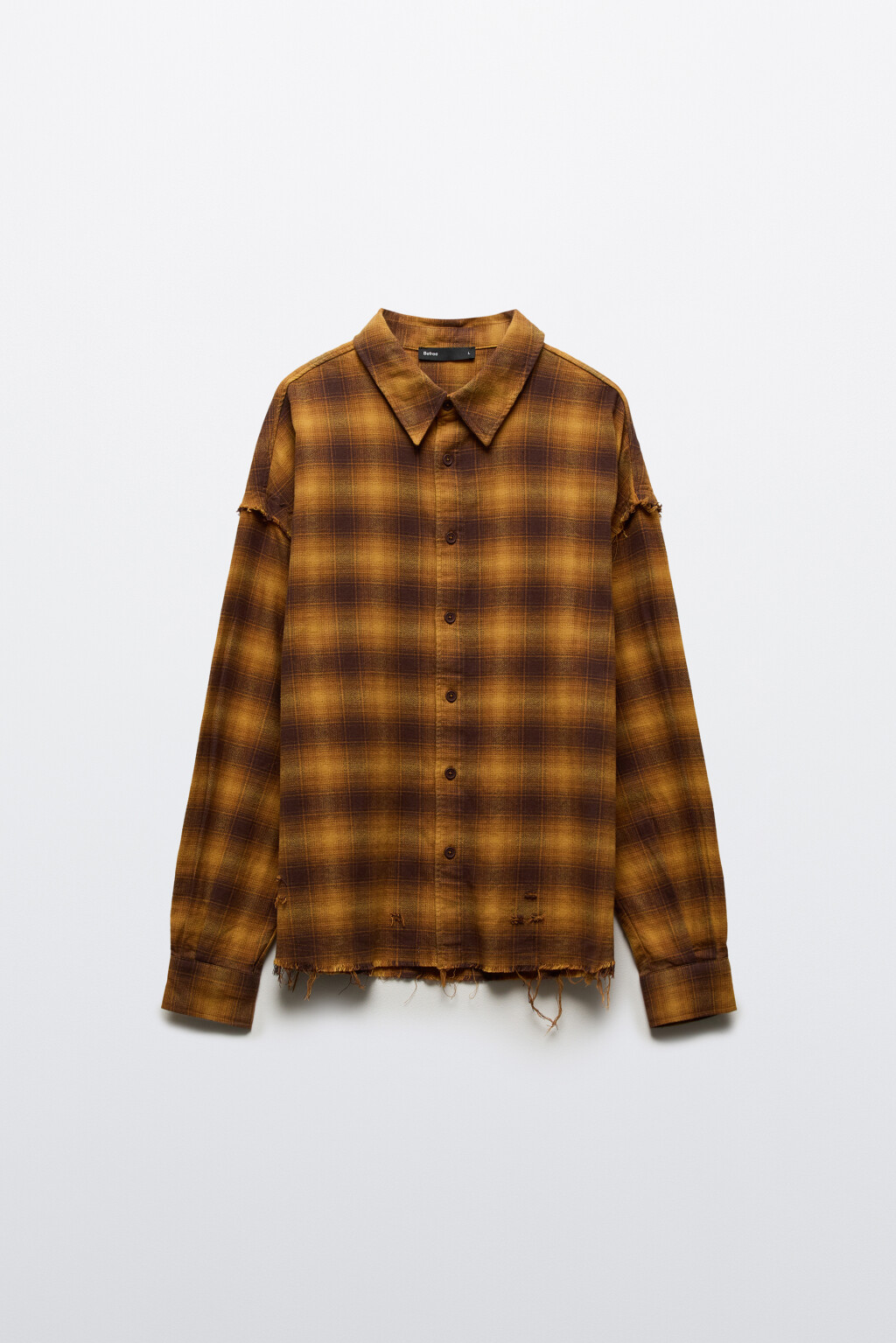 Рубашка в клетку с открытыми срезами - цвет мультиколор - 7