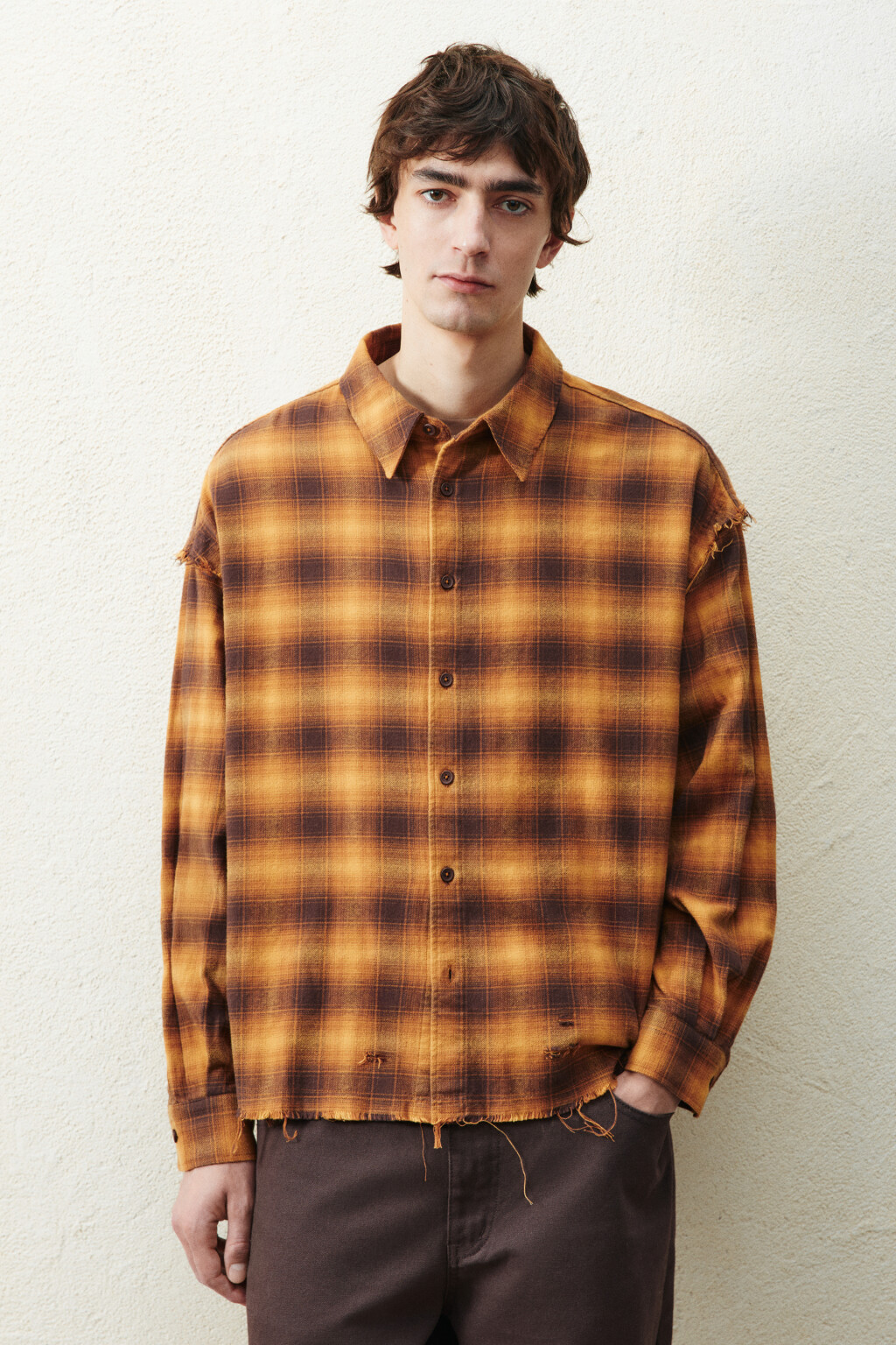 Рубашка в клетку с открытыми срезами - цвет мультиколор - 2