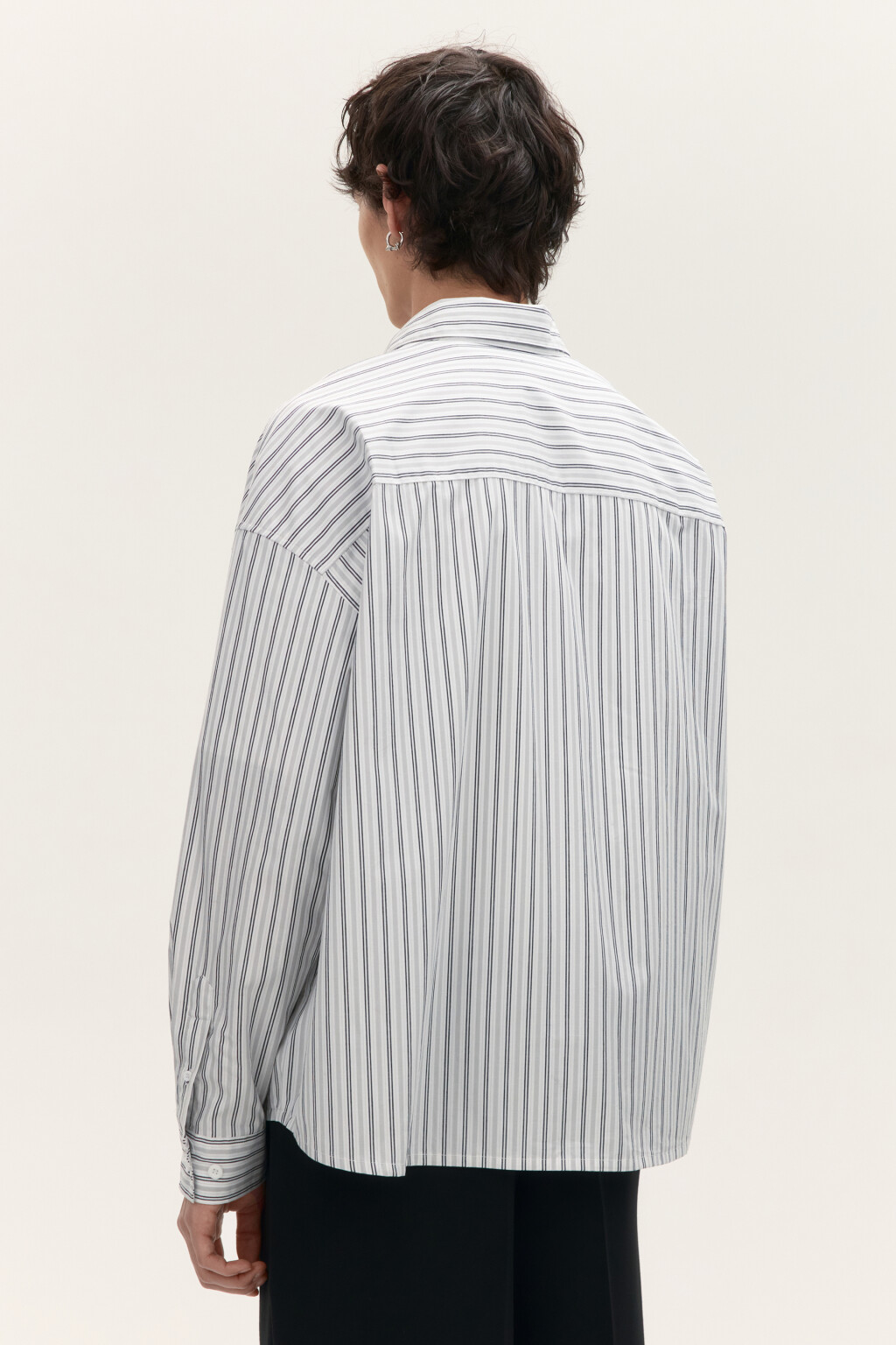 Рубашка хлопковая в полоску - цвет белый - 4