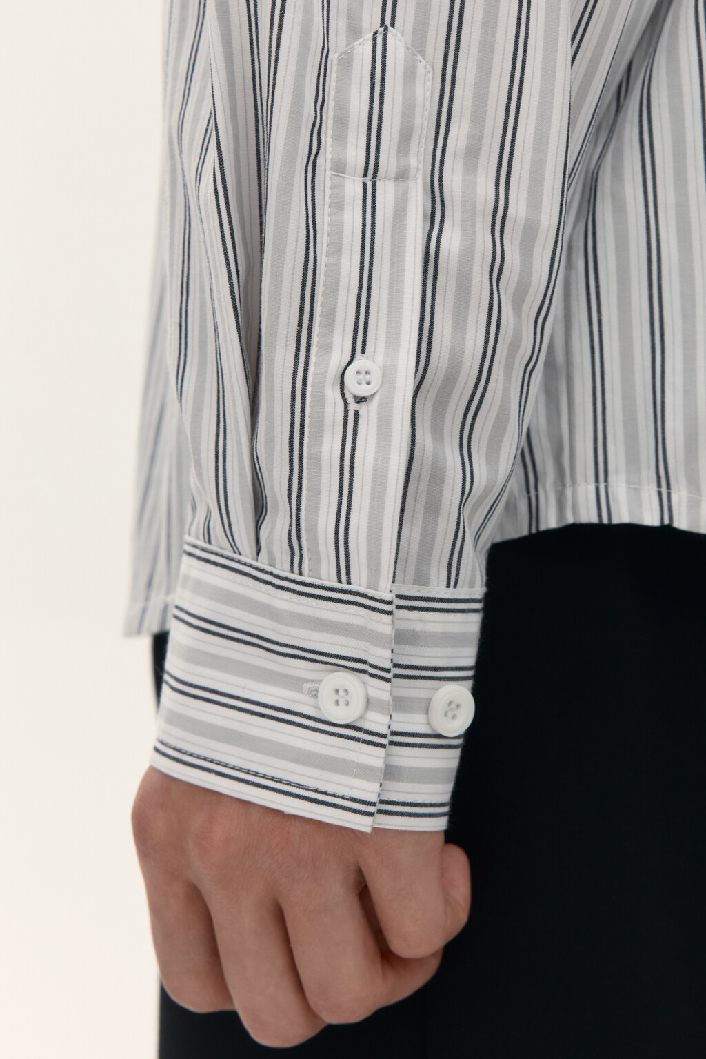 Рубашка хлопковая в полоску - цвет белый - 7