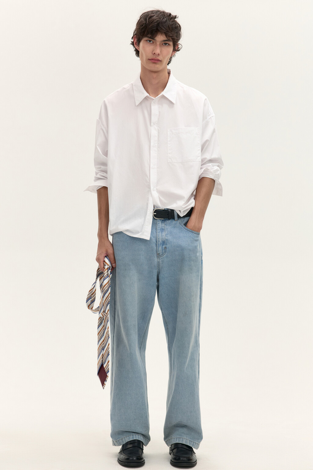 Рубашка хлопковая с карманом - цвет белый - 2