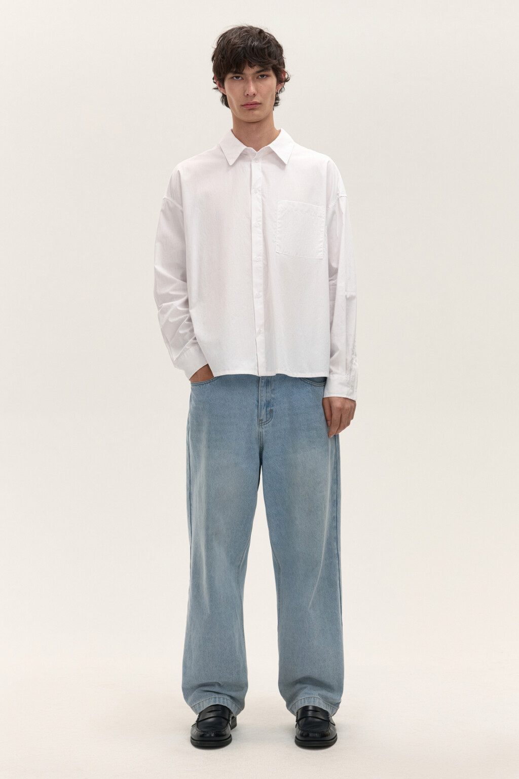 Рубашка хлопковая с карманом - цвет белый - 5