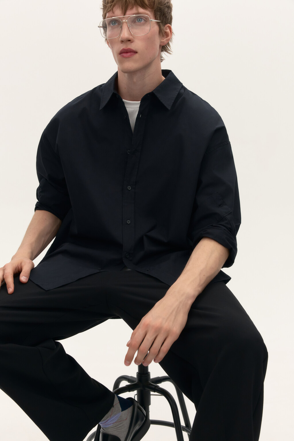 Рубашка хлопковая с принтом на спине - цвет черный - 2