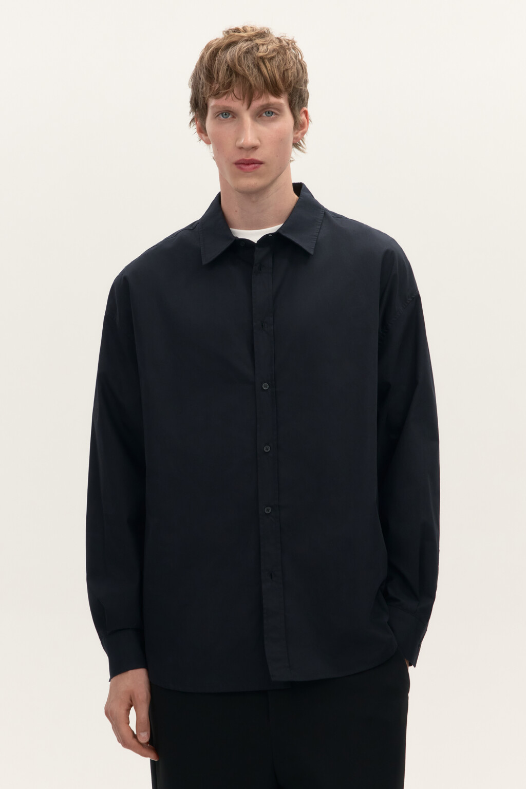 Рубашка хлопковая с принтом на спине - цвет черный - 3