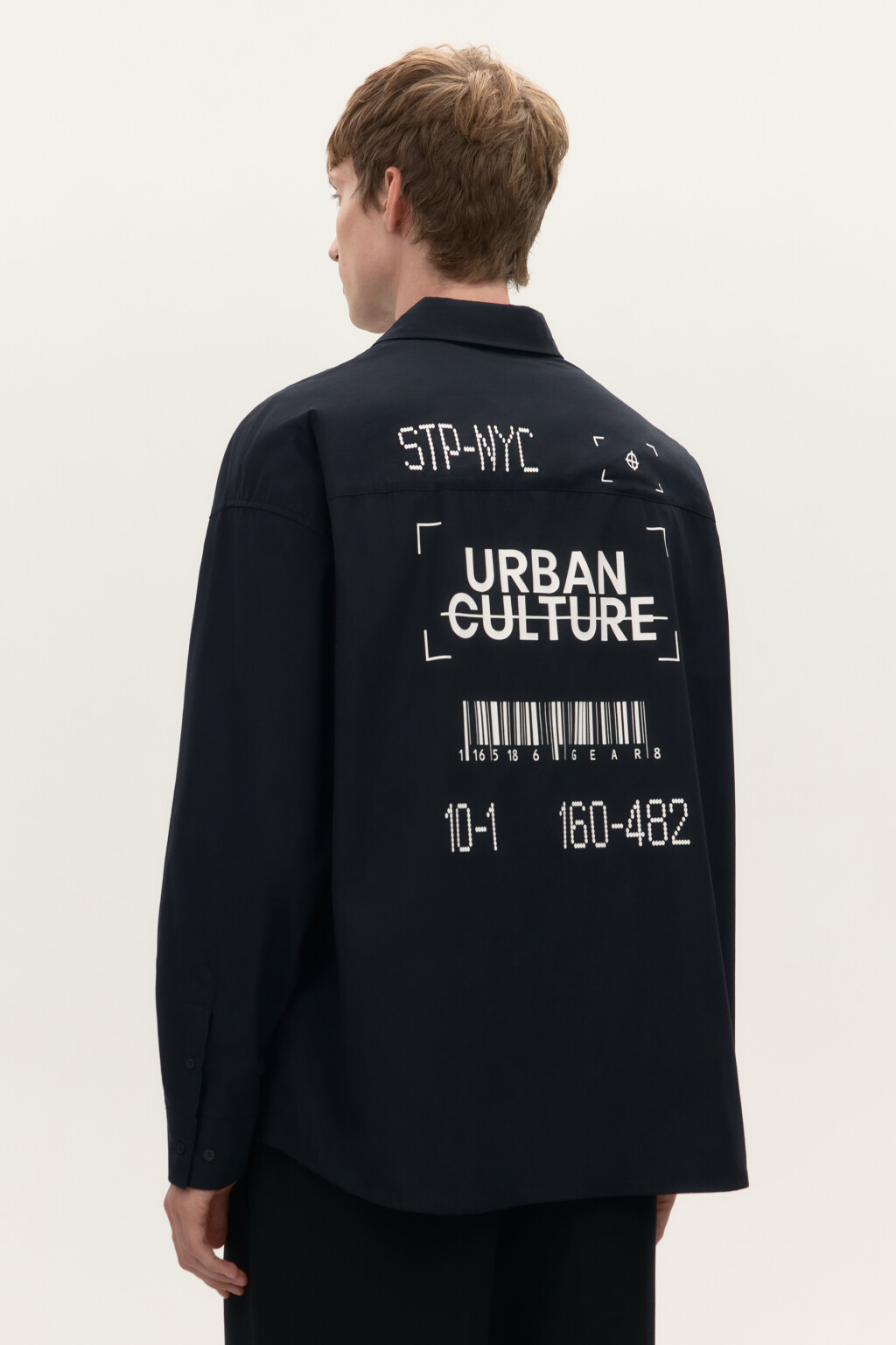 Рубашка хлопковая с принтом на спине - цвет черный - 4