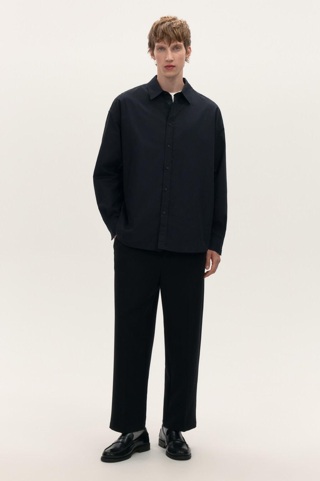 Рубашка хлопковая с принтом на спине - цвет черный - 5