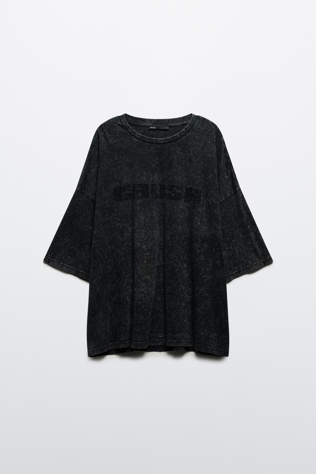 Футболка с вареным эффектом и надписью - цвет черный - 7