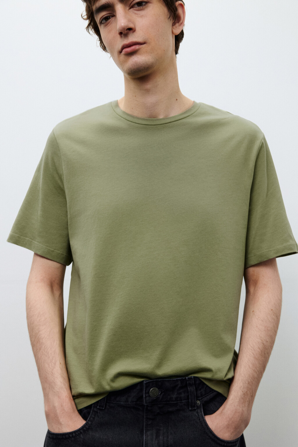 Футболка из легкого хлопкового трикотажа - цвет зеленый - 1